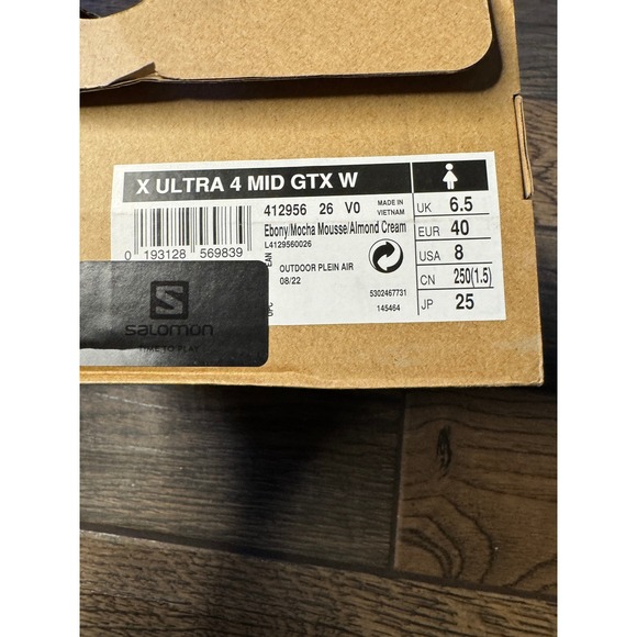 Salomon X Ultra 4 Mid GTX W Gore Tex Women's Hiking Boots Ebony Mocha Cream SZ 8 - Picture 15 of 15